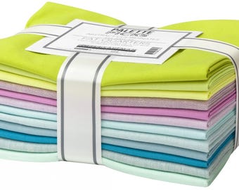 Palette Picks 12 Fat Quarter Bundle Robert Kaufman curated by Elizabeth Hartman kona solid 100% quilting cotton fabric