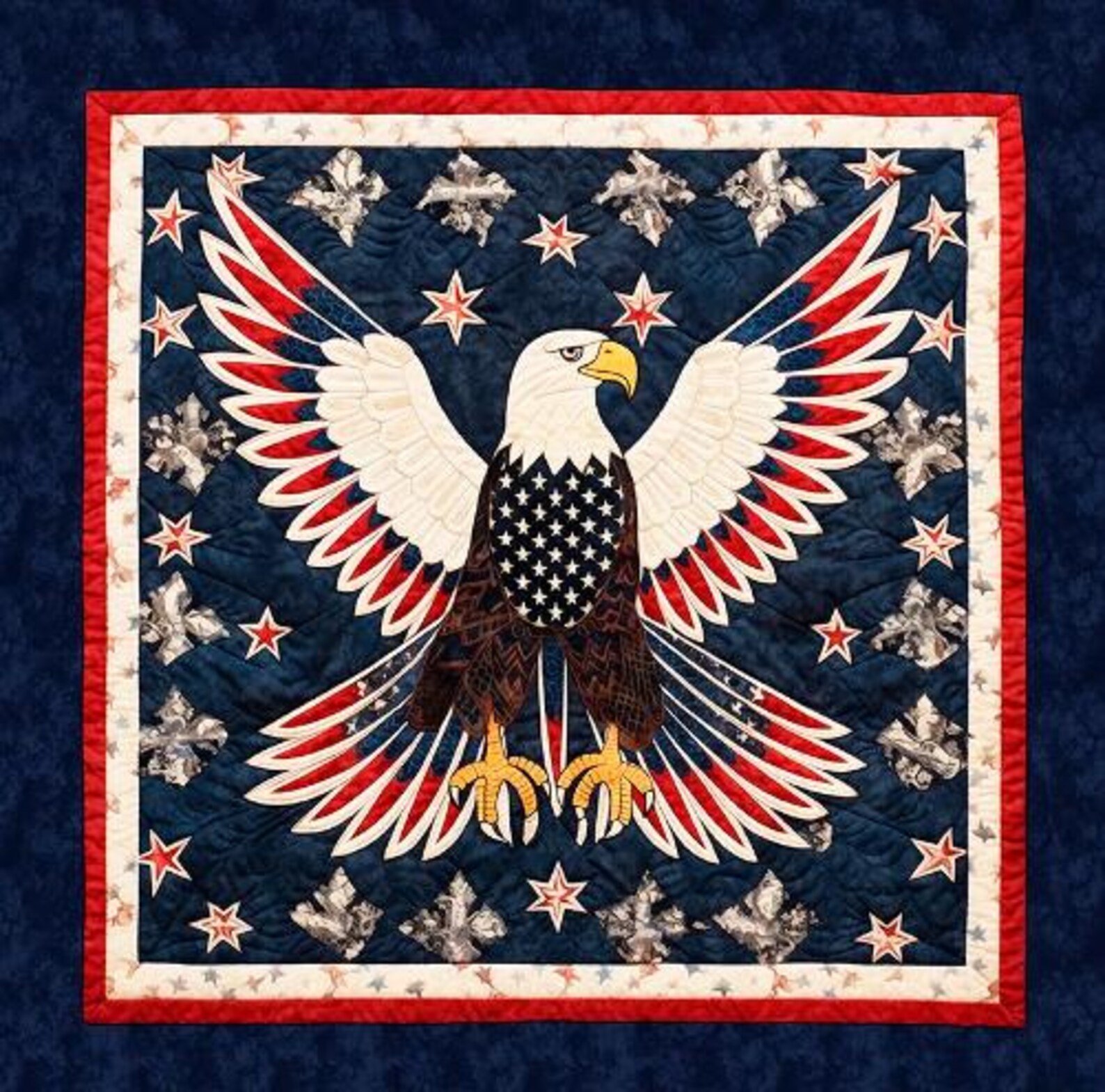 American Tapestry Eagle Blocks Navy 30866 -N by Morris Creative for QT ...