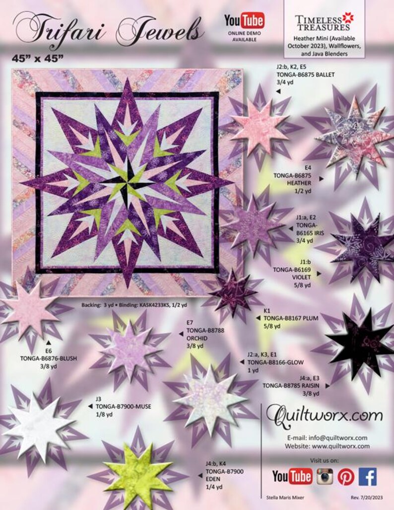 Trifari Jewels Quilt Pattern From Quiltworx - Judy Niemeyer Quilting by ...
