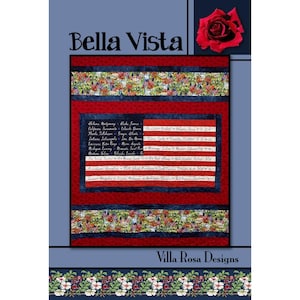 Bella Vista Horizontal Panel Quilt Pattern 52-55 x 62-74 inches lap throw wallhanging multi-size From Villa Rosa Designs Patriotic USA