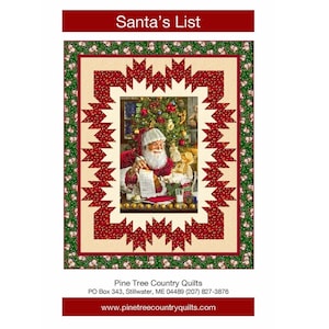 Santa's List 24-inch Panel Quilt Pattern 58 x 70 From Pine Tree Country Quilts By Sandy Boobar
