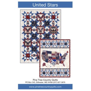 United Stars Quilt Pattern From Pine Tree Country Quilts By Boobar, Sandy used with American Tapestry fabric  (42x52) (55x73)