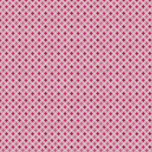 May include: A repeating pattern of pink and magenta diamonds and circles. The design features a grid of overlapping circles in a light pink color, with magenta diamonds at the center of each circle. The background is a solid pink.