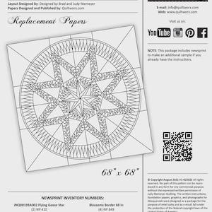 Masquerade FOUNDATION PAPERS ONLY discontinued Quilt Pattern Quiltworx - By Niemeyer, Brad and Niemeyer, Judy 68 x 68 wall hanging throw