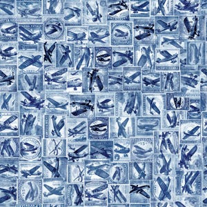 Flying High - navy stamps 100% cotton quilting fabric by Dan Morris 44" wide