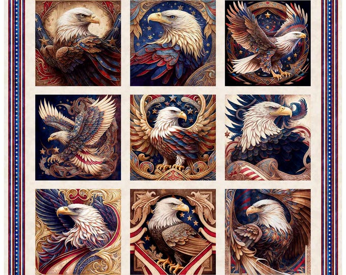 American Spirit Patriotic Nine Eagles Panel by Morris Creative for QT ...