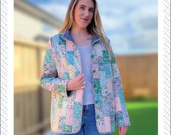The Laura Patchwork Jacket Sewing Pattern for women From Melly & Me - sizes XS-XXL