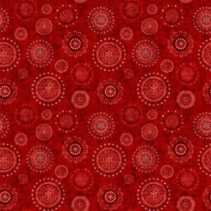 Medallions Brick by Morris Creative Group for QT Fabrics Holly Jolly 100% cotton quilting fabric RARE OOP red black white snowflake