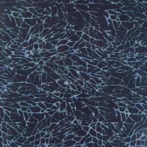 May include: Dark navy blue fabric with a light blue, web-like pattern. The design features interconnected, irregular lines creating a textured appearance. The fabric's color palette is a blend of deep blues and lighter, contrasting shades.
