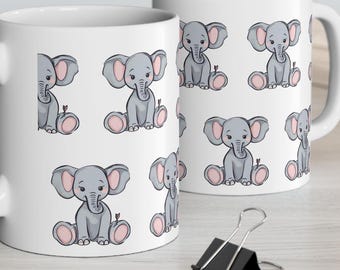 Cute Elephant Ceramic Mug | Whimsical Animal Lover Gift