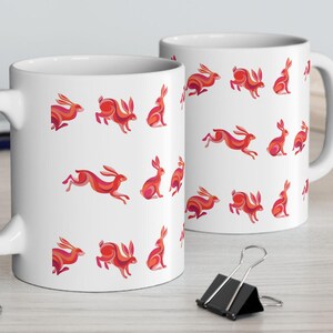 Rabbits Rabbits Everywhere Ceramic Mug 11oz | Cute Bunny Coffee Cup | Easter, Springtime, Animal Lover Gift