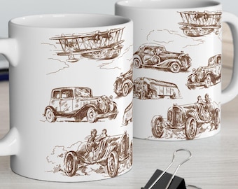 Vintage Classic Cars Coffee Mug | Retro Auto Design, 11oz