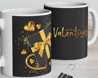 Taza de café de cerámica con la frase "Feliz Día de San Valentín", regalo para San Valentín, 325 ml (11 oz).