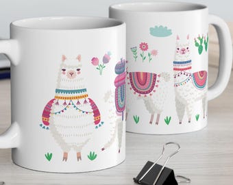 Llama Coffee Mug, Cute Animal Design, Ceramic Drinkware