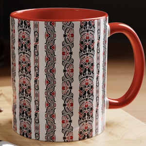 Mug, First Nations Design Coffee Cup, Indigenous Inspired Tea Mug, Tribal Pattern Drinkware, Ethnic Ceramic Beverage Tumbler, Native