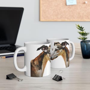 Greyhound Ceramic Mug, Elegant Dog Lover Coffee Cup, 11oz, Animal Lover Gift, Custom Pet Portrait Tea Mug, Unique Pet Owner Present