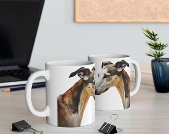Greyhound Dog Ceramic Mug, Elegant Coffee Cup, Animal Lover Gift