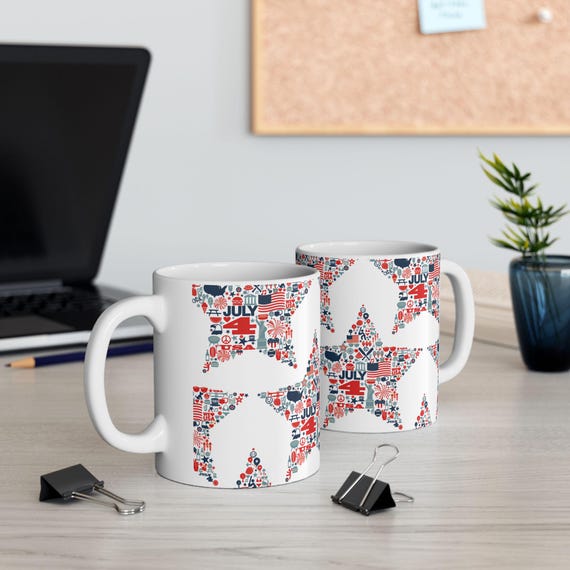 Patriotische Keramik-Tassen – 2 Stück, 340 Ml, Mit US-Flaggen-Design, Sternen & Streifen, Für 4. Juli, Geschenk Oder Deko