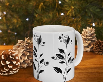 Black flower image Ceramic Mug 11oz