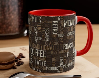 Coffee words on an Accent Coffee Mug, 11oz