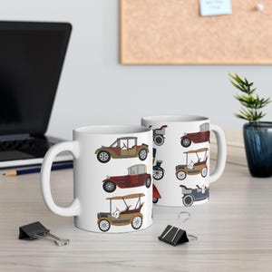 Classic Cars Coffee Mug | Vintage Car Lover Gift | Retro Auto 11oz Mug | Muscle Car Mug | Car Collector Gift | Men&#39;s Coffee Cup