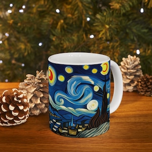 Stylistic Starry Night Ceramic Mug 11oz