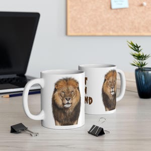 Lion Mug, Lion Coffee Cup, Safari Animal Tea Mug, Gift for Wildlife Lover, Jungle Theme Drinkware, Double Lion Image Ceramic Cup