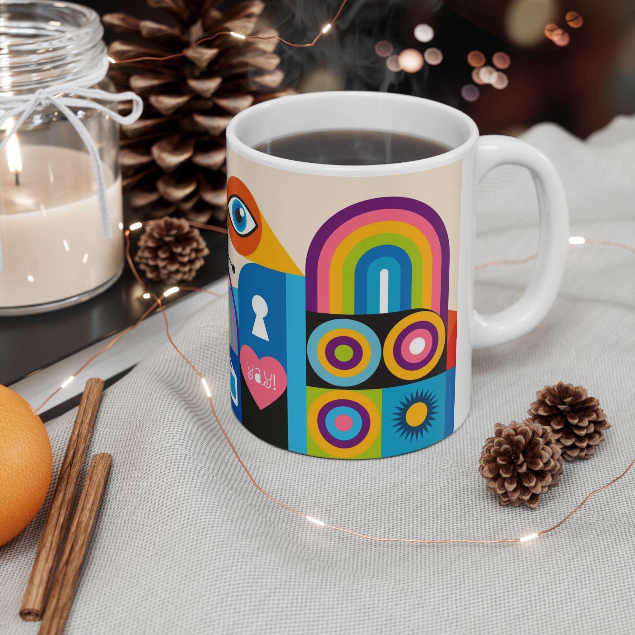 Geometric Ceramic Coffee Mug, Modern Abstract Art, 11oz - Etsy