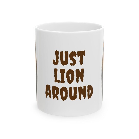 Taza de león personalizada, taza de café de cerámica con diseño de león de 325 ml, taza con nombre personalizado, taza de león en acuarela, regalo para amantes de los leones, taza