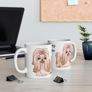I Love My Shih Tzu Mug, Cute Dog Lover Gift, Shih Tzu Coffee Cup, Fluffy Dog Watercolor Art, Pet Owner Gift, 11oz Ceramic Mug