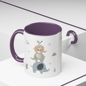 Elephant Accent Mug, Cute Colorful Coffee Cup, Animal Lover Gift, Unique Teacup, Kitchen Decor, Gift for Her