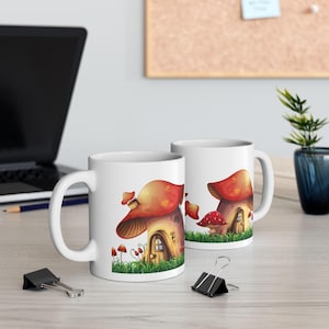 Crazy Mushroom Mug, Colorful Psychedelic Mushroom Cup, Whimsical Forest Mug, Fun Fungi Art Gift, Cottagecore Aesthetic Mug, 11oz CeramiC