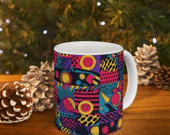 Mug en céramique 11 oz motifs géométriques