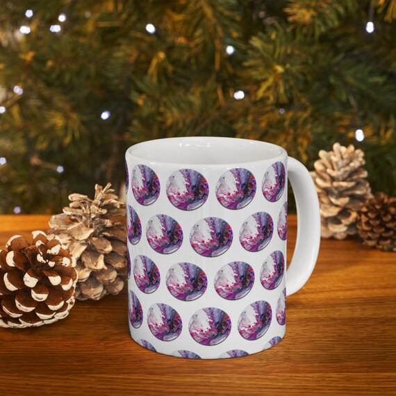 Pink Purple Acrylic Pour Ceramic Mug, Abstract Art (11oz) - Etsy