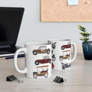 Classic Cars Coffee Mug | Vintage Car Lover Gift | Retro Auto 11oz Mug | Muscle Car Mug | Car Collector Gift | Men&#39;s Coffee Cup