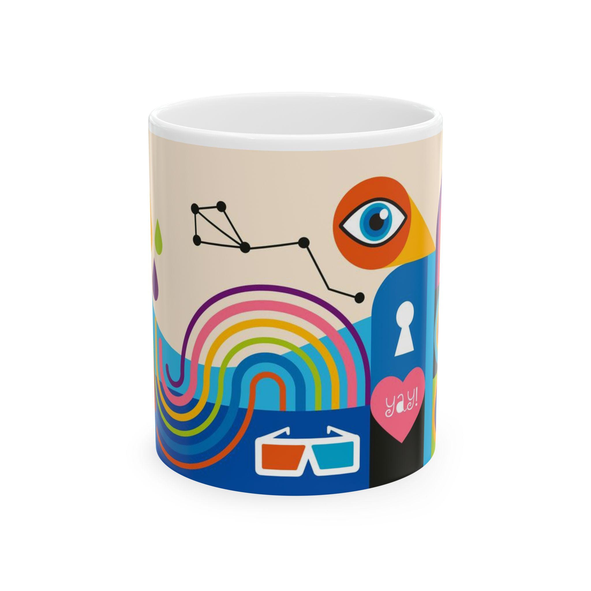 Geometric Ceramic Coffee Mug, Modern Abstract Art, 11oz - Etsy