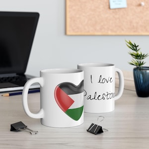 Ceramic Mug, I Love Palestine, Palestinian Mug, Middle Eastern Gift, Arabic Coffee Cup, Cultural Souvenir