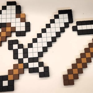 Pixelated Iron (Plastic) Pickaxe | Sword | Axe | Shovel | Hoe