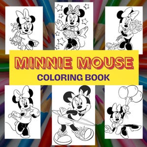 Cartoon inspired Minnie Mouse Coloring Pages, Minnie Mouse illustrations file, Printable Coloring Pages, Kids Coloring Pages, 20 Pages
