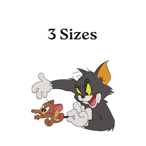 Tom and Jerry embroidery, Tom and Jerry machine embroidery, Cartoons embroidery, Tom and Jerry embroidery, 3 Sizes, Cartoon Network Design