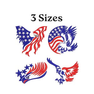 USA Adler 4. Juli Stickerei, Happy 4. Juli Stickerei, American Eagle 4. Juli Stickerei, Instant Download, 3 Größen
