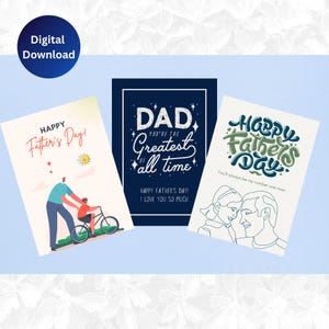 Cartões para o Dia dos Pais para imprimir, Cartão de felicitações para o Dia dos Pais para imprimir, Cartão de amor paterno, Download instantâneo para impressão do Dia dos Pais, PDF e 10 PNGs