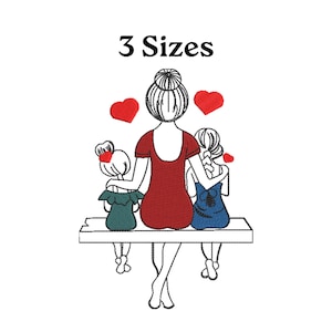 Disegno ricamo mamma da scaricare in digitale, ricamo per la festa della mamma, regali per la festa della mamma, 3 misure, ricamo mamma e figlia