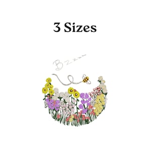 Floral Machine Embroidery Design: Flower & Bee Pattern (PES, EXP, PDF)