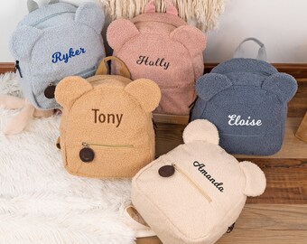 Custom Teddy Bear Toddler Backpack | Personalized Travel Backpack for Kids | Monogrammed Preschool Backpack | Child Gift for Baby
