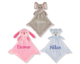 Manta de bebé personalizada con nombre bordado personalizado - Mantas de seguridad para bebés - Regalo de baby shower para niños y niñas