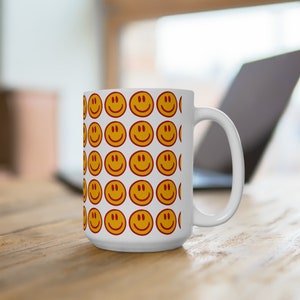 Large Smiley Ceramic Mug - Smily Face Coffee Mug, Happy Face Coffee Cup, Smiley Face Cup, Happy Smile Mug, Tea Cup