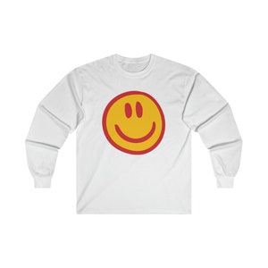 Smiley Face Graphic Long Sleeve Tee - Smile Face Graphic Tee, 90s Retro Smiley Shirt, Happy Face Shirt, Happy Tee, Funny Tshirt, Smiley Gift