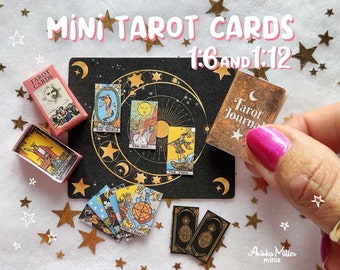 Cartes de tarot miniatures à l'échelle 1:12 et 1-6 pour la maison de poupée, fournitures et accessoires de diorama, téléchargement numérique, maison de poupée imprimable