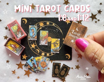 Cartes de tarot miniatures à l'échelle 1:12 et 1-6 pour la maison de poupée, fournitures et accessoires de diorama, téléchargement numérique, maison de poupée imprimable